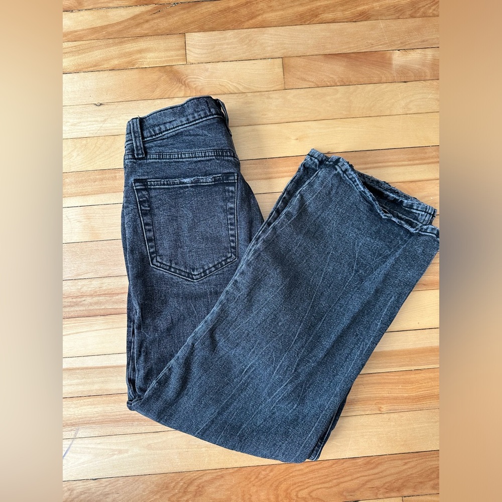 Abercrombie & Fitch Crop Wide Leg Ultra High Rise Black Jeans